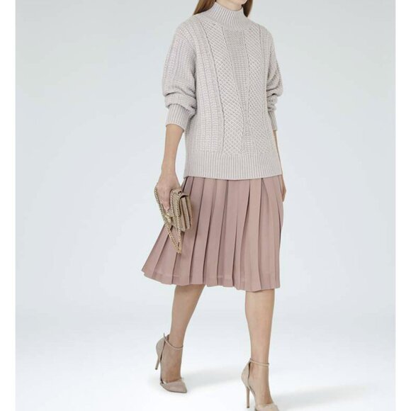 New Reiss Wynn High-Neck Cable Knit Jumper Sweater Slate Grey XS​ $255 - Picture 3 of 9